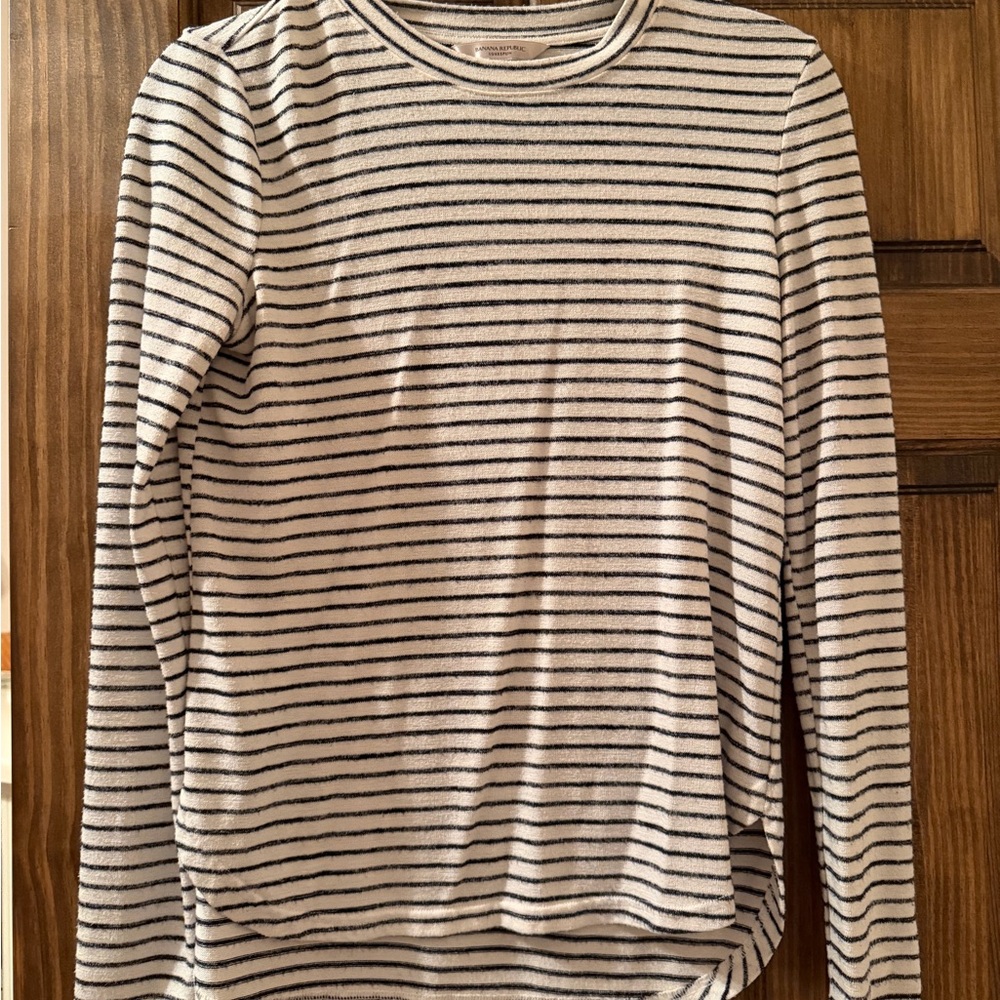 Banana Republic Black and White Striped Top
